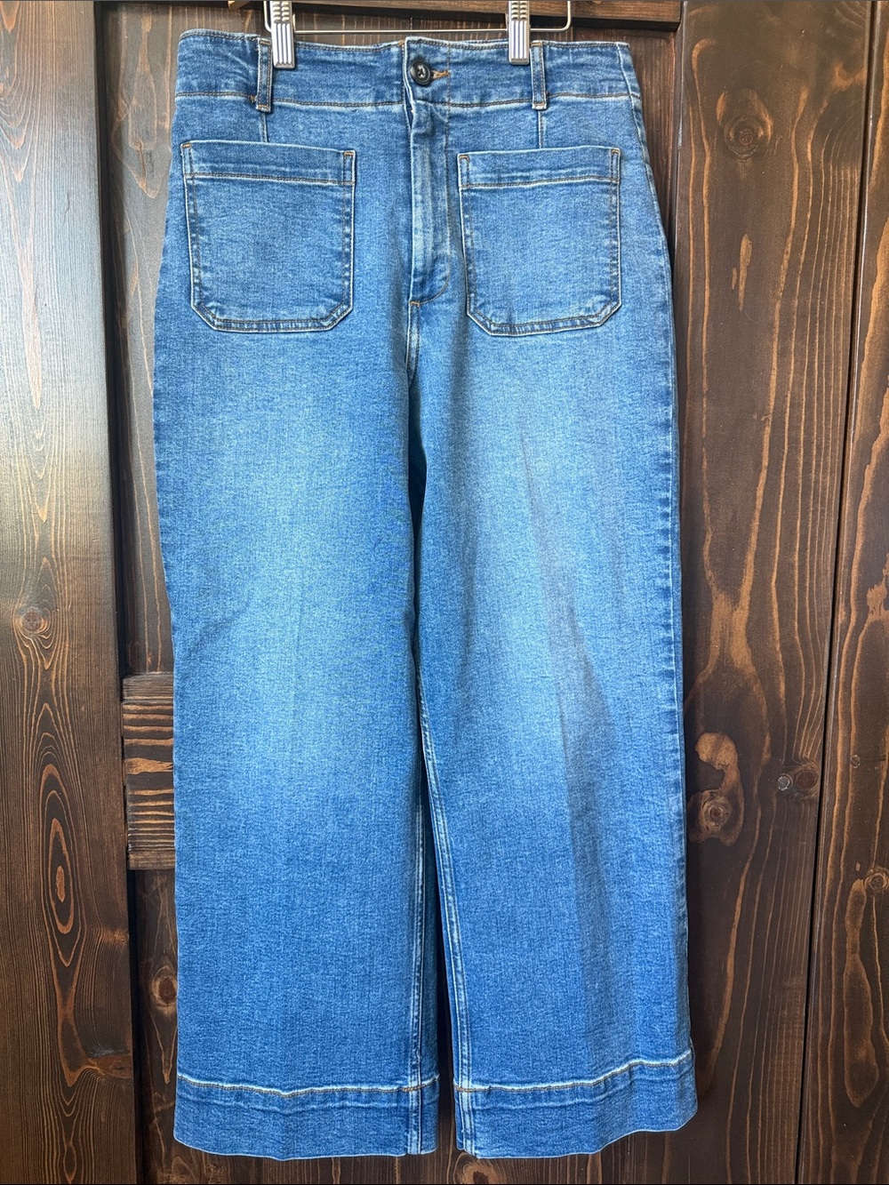 Wide-leg High Rise Crop Jeans